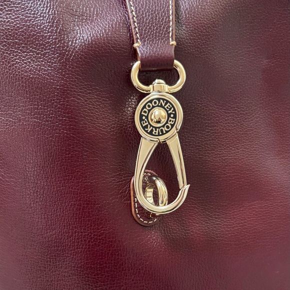 Dooney Burgundy Leather Bucket Bag with Gold Hardware with card wallet - Picture 2 of 16